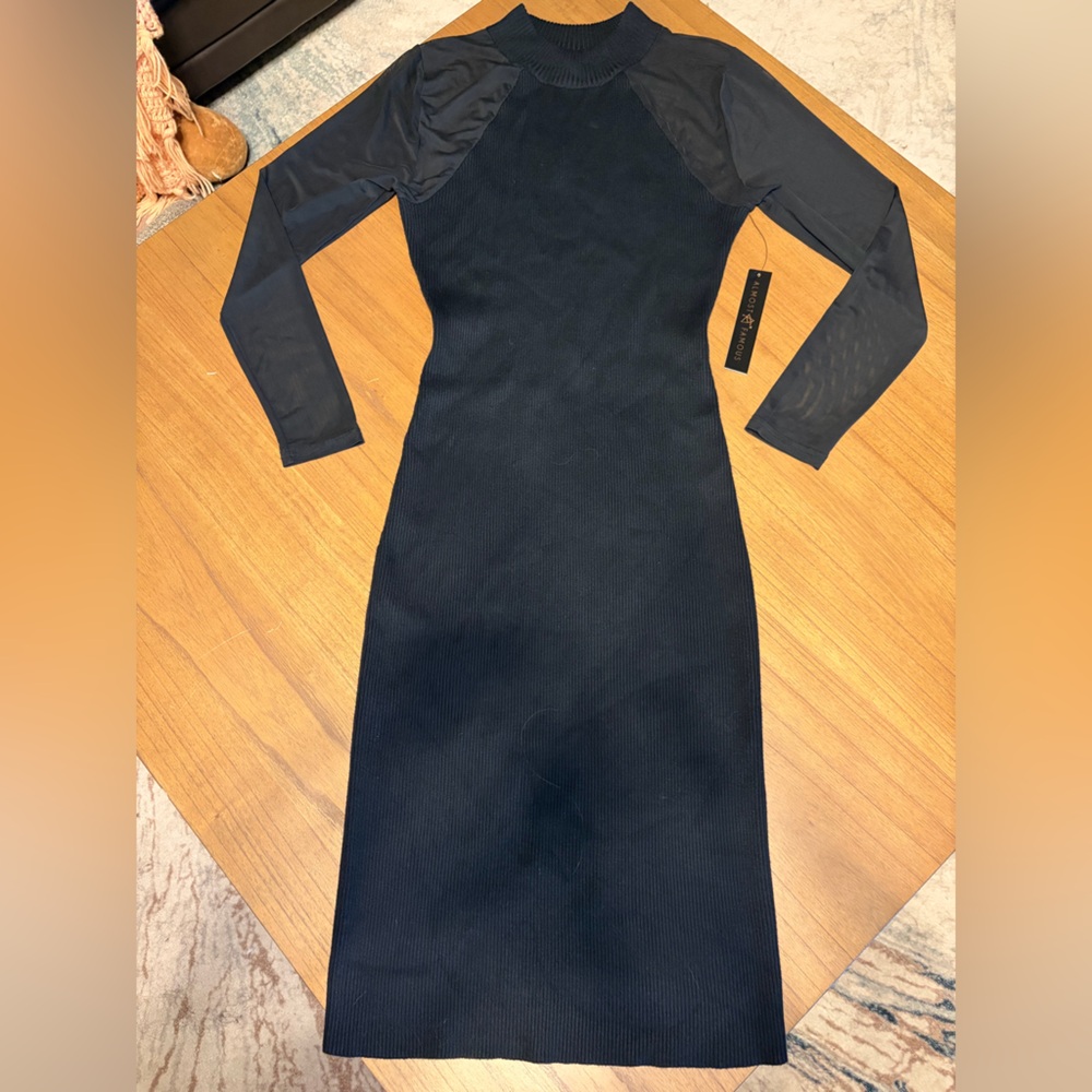 Almost Famous Knit and Mesh Bodycon Dress